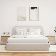 Нощни шкафчета за стена с LED осветление, 2 бр, сонома дъб