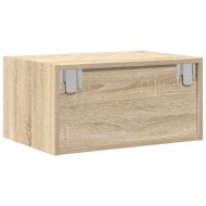 Нощни шкафчета за стена с LED осветление, 2 бр, сонома дъб