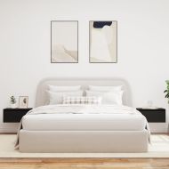 Нощни шкафчета за стена с LED осветление, 2 бр, Черен дъб