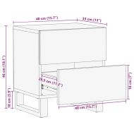 Нощно шкафче, черно, 40x33x46 см, мангово дърво масив
