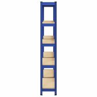 Стелажи с 5 рафта, 2 бр, сини, стомана и инженерно дърво