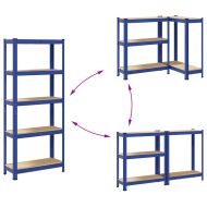 Стелажи с 5 рафта, 2 бр, сини, стомана и инженерно дърво
