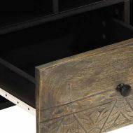 ТВ шкаф, черен, 100x33x46 см, мангово дърво масив