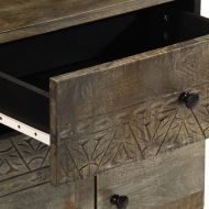 Нощно шкафче Светло сиво 50x33x60 cm Масивна дървесина Манго