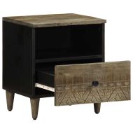 Нощно шкафче Светло сиво 40x33x46 cm Масивна дървесина Манго