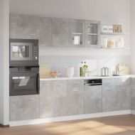 Комплект кухненски шкафове, 7 части, "Lyon", бетонно сив, инженерно дърво