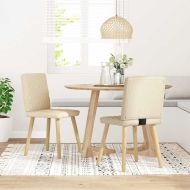 Трапезни столове, 2 бр, кремави, текстил