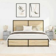 Нощни шкафчета с LED осветление 2 бр., бетонно сиво 38x34x50 cm