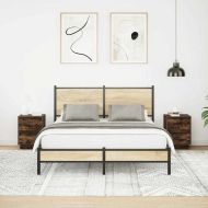 Нощни шкафчета с LED осветление 2 броя опушен дъб 38x34x50 cm