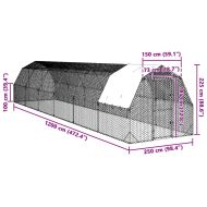 Пилешки подиум с покрив 2,5x12x2,25 м Поцинкована стомана
