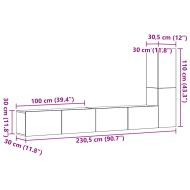 Комплект ТВ шкафове за стенен монтаж 3 части, инженерно дърво