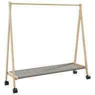 vidaXLL Стелаж за дрехи с рафтове и колела 106x34x106,5 cm Бамбук