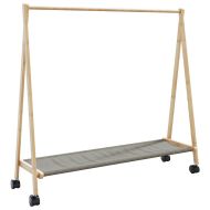 vidaXLL Стелаж за дрехи с рафтове и колела 106x34x106,5 cm Бамбук