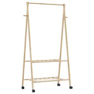 vidaXLL Стелаж за дрехи с рафтове и колела 96x45,5x155,5 cm Бамбук