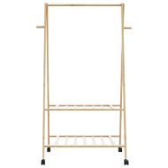 vidaXLL Стелаж за дрехи с рафтове и колела 96x45,5x155,5 cm Бамбук