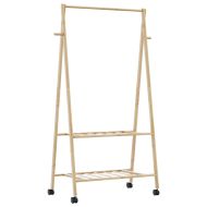 vidaXLL Стелаж за дрехи с рафтове и колела 96x45,5x155,5 cm Бамбук