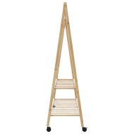 vidaXLL Стелаж за дрехи с рафтове и колела 132x45,5x155,5 cm Бамбук