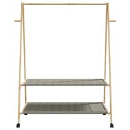 vidaXLL Стелаж за дрехи с рафтове и колела 132x45,5x155,5 cm Бамбук