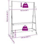 vidaXLL Стелаж за дрехи с рафтове и колела 132x45,5x155,5 cm Бамбук
