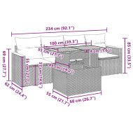 Градински диван с възглавници, 5 части, сив полиратан акация