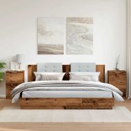 Нощни шкафчета, 2 бр, старо дърво, 40x36x65 см, инженерно дърво