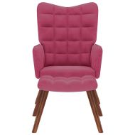 Релакс стол с табуретка, виненочервен, кадифе