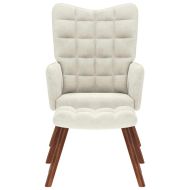 Релаксиращ фотьойл с табуретка, кремав кадифен