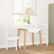 трапезни столове 2 бр. бяла масивна дървесина гума