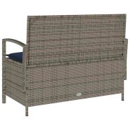 Градинска пейка за съхранение с възглавница Grey Poly Rattan