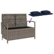 Градинска пейка за съхранение с възглавница Grey Poly Rattan