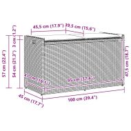 Външна пейка за съхранение с възглавница Grey 100 cm Поли ратан