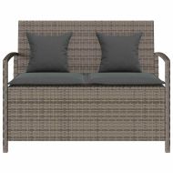 Градинска пейка за съхранение с възглавница Grey Poly Rattan