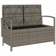 Градинска пейка за съхранение с възглавница Grey Poly Rattan