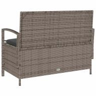 Градинска пейка за съхранение с възглавница Grey Poly Rattan