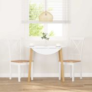 трапезни столове 2 бр. бяла масивна дървесина гума