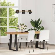 Трапезни столове, 4 бр, бели, изкуствена кожа