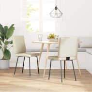 Трапезни столове, 2 бр, кремави, изкуствена кожа