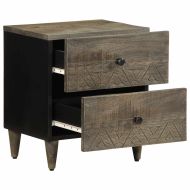 Нощни шкафчета 2 бр. светло сиво масивна дървесина манго