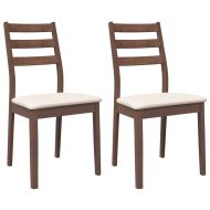 Трапезни столове с възглавници 2бр Кафяв масивна дървесина гума