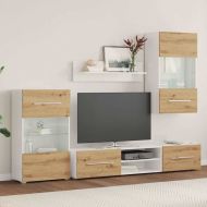 5 броя ТВ шкафове с LED Дъб артизан Инженерна дървесина