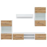 5 броя ТВ шкафове с LED Дъб артизан Инженерна дървесина