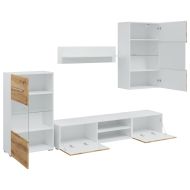 5 броя ТВ шкафове с LED Дъб артизан Инженерна дървесина