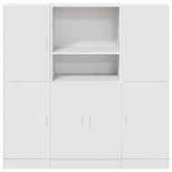 Комплект кухненски шкафове от 3 части, Бяло, инженерно дърво