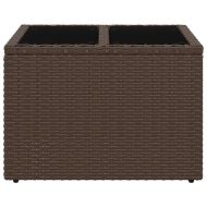 Градинска маса със стъклен плот kафяв 55x55x37 см полиратан