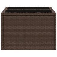 Градинска маса със стъклен плот kафяв 55x55x37 см полиратан