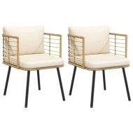 Градински столове 2 бр. с възглавници Natural Poly Rattan