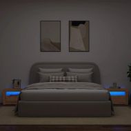 Нощни шкафчета 2 бр. със светодиоди Artisan Oak 60x35x40 cm