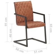 Конзолни трапезни столове, 6 бр, кафяви, естествена кожа