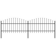 Градинска ограда с връх тип копие, стомана, 359x125 см, черна