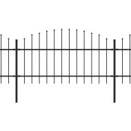 Градинска ограда с връх тип копие, стомана, 359x125 см, черна